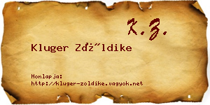 Kluger Zöldike névjegykártya